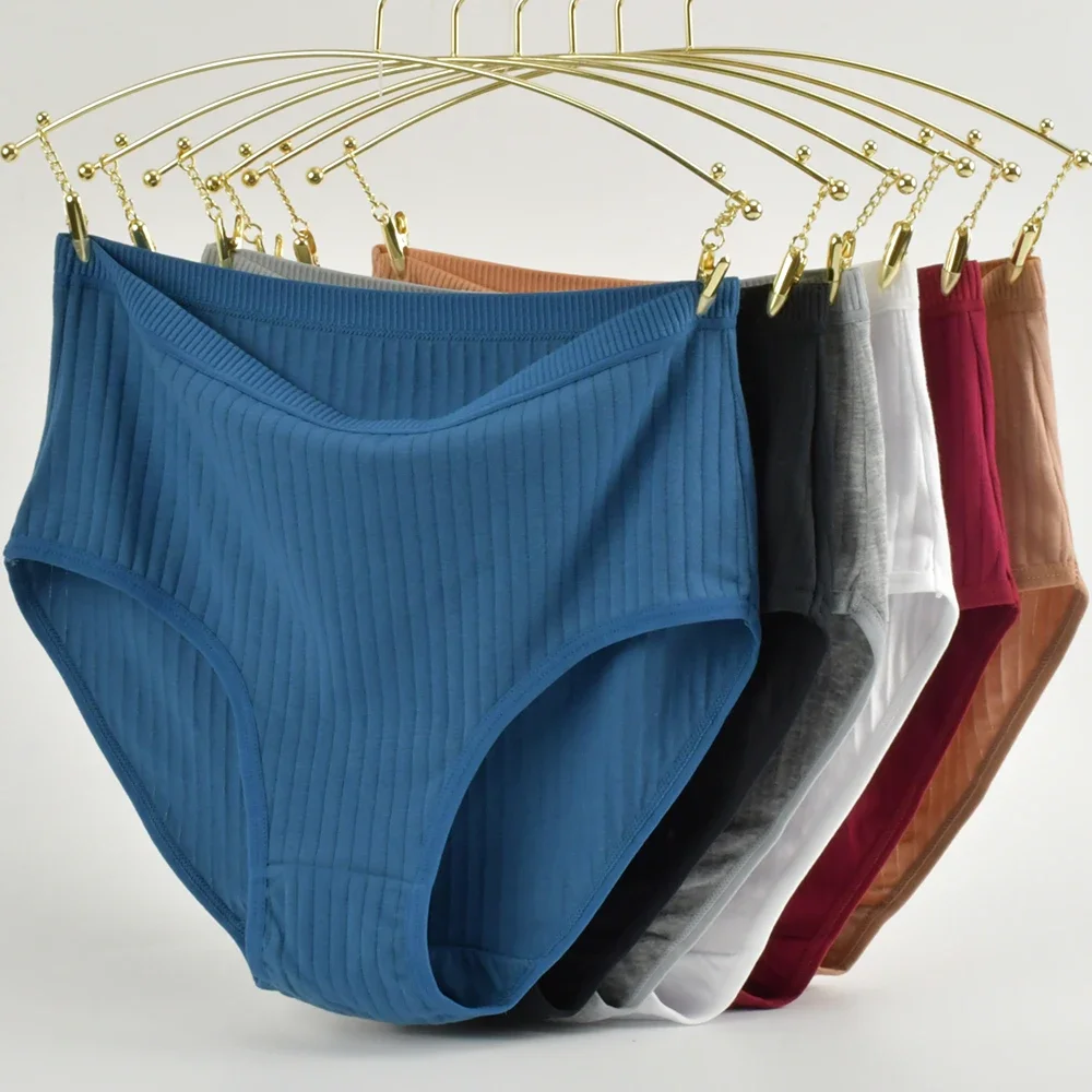 Doux taille haute coton culottes sous-vêtements pour femmes respirant grande taille femme slips femme Lingerie caleçon culotte rayé