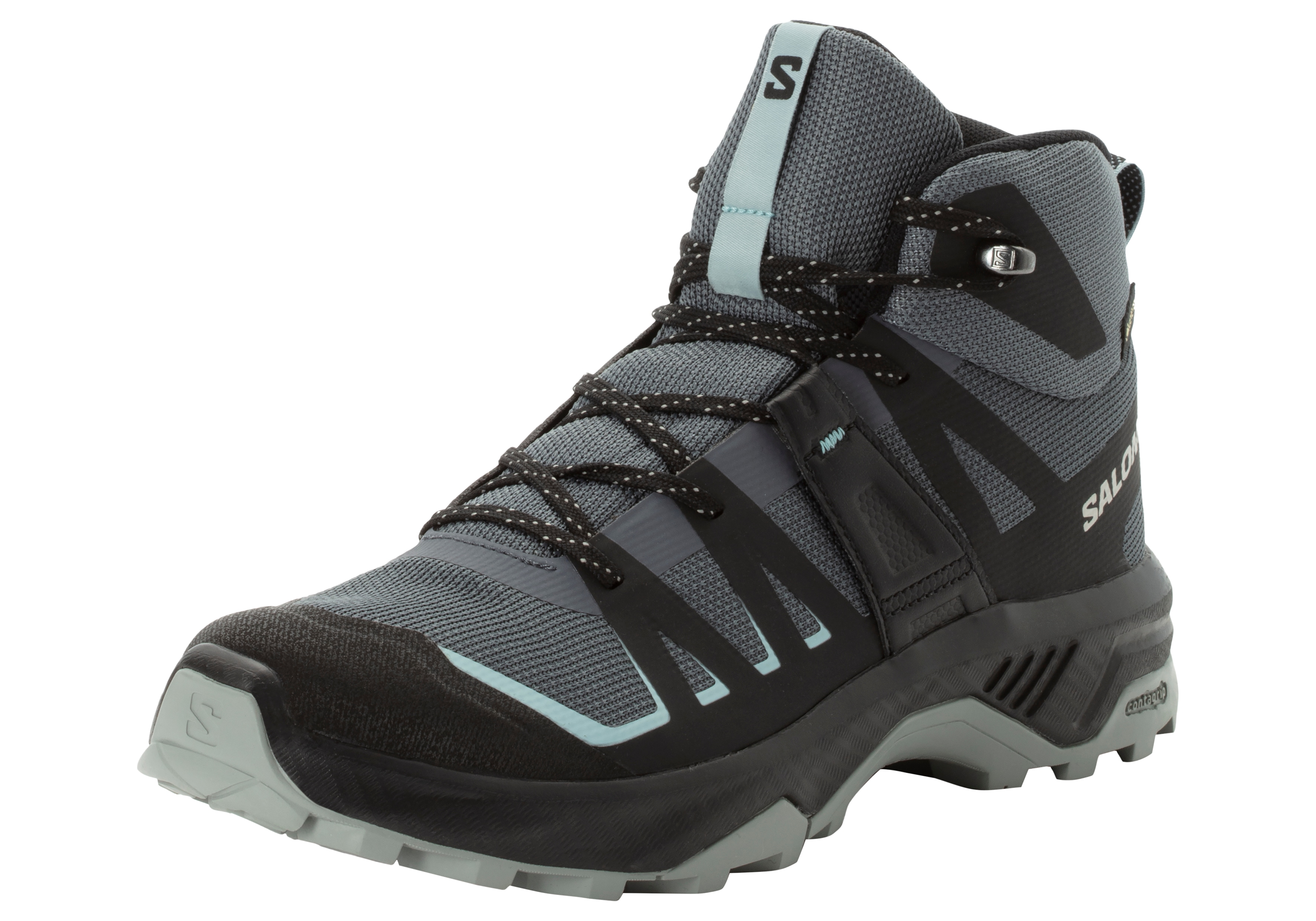 Wanderschuh SALOMON "EXTEND MID GORE-TEX W", Damen, Gr. 39, schwarz (turbulence, schwarz, tourmaline), Synthetik, Textil, Schuhe Wanderschuh, wasserdicht, Topseller