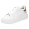Plateausneaker RIEKER SPORT, Damen, Gr. 37, gold (weiß, goldfarben), Leder, Lederimitat, kontrastfarbene Details, sportlich, Schuhe, Schnürschuh, Halbschuh, Freizeitschuh, Metallic-Akzent an der Ferse