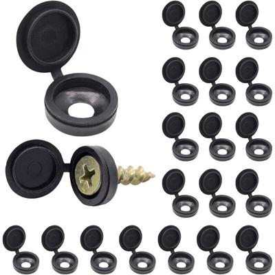 Schraubenabdeckung, 100 weiß/schwarze Kunststoff-Schraubkappen, Schraubenschutzabdeckung für Image