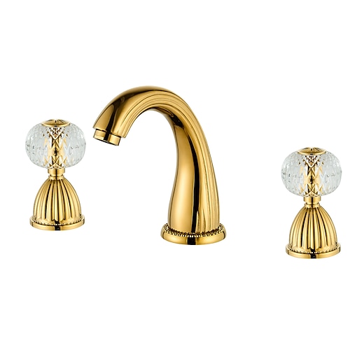 Waschbecken Wasserhahn - Verbreitete Galvanisierung 3-Loch-Armatur Zwei Griffe Drei LöcherBath Taps Image
