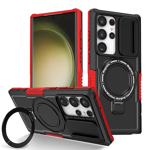 Handy Hülle Handyhüllen Für Samsung Galaxy S26 Ultra Plus S24 S23 Ultra Plus S24 FE S22 Plus Ultra Rückseite Mit Ständer Magnetisch Unterstützt kabelloses Laden Retro PC Image