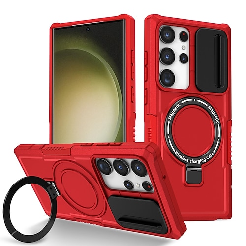 Handy Hülle Handyhüllen Für Samsung Galaxy S26 Ultra Plus S24 S23 Ultra Plus S24 FE S22 Plus Ultra Rückseite Mit Ständer Magnetisch Unterstützt kabelloses Laden Retro PC Image