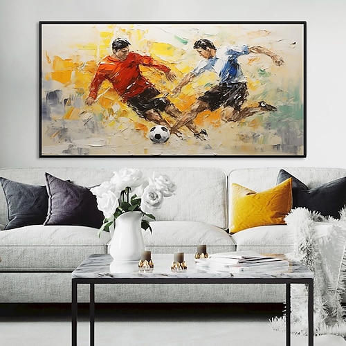 handgefertigtes Ölgemälde auf Leinwand, Wandkunst, Dekoration, modernes abstraktes Sportthema, Pferdesport, Rennen, Fußball, Skifahren, für Zuhause, Büro, Hotel, Club, Dekor, gerolltes, rahmenloses, Image