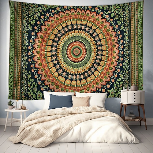 Mandala Bohemian Hängender Wandteppich Wandkunst Großer Wandteppich Mural Deko Fotohintergrund Decke Vorhang Wohnen Schlafzimmer Wohnzimmer Deko Image
