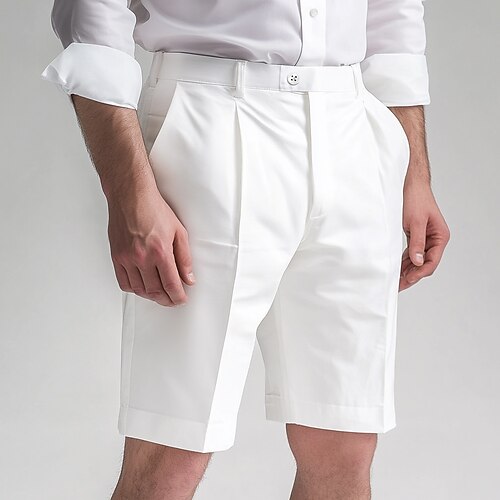 Herren Shorts Schicke Shorts Bermudashorts Tasche Gerader Schnitt Einfach Komfort Bügelfrei Knielang Büro Geschäft Täglich Elegant Mode Schwarz Weiß Image