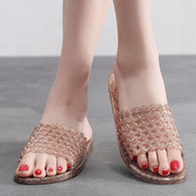 Crystal Slippers For Women Home Non Slip Odorless Thick Bottom Wear-resistant Shower Slippers Straight Drag For Women