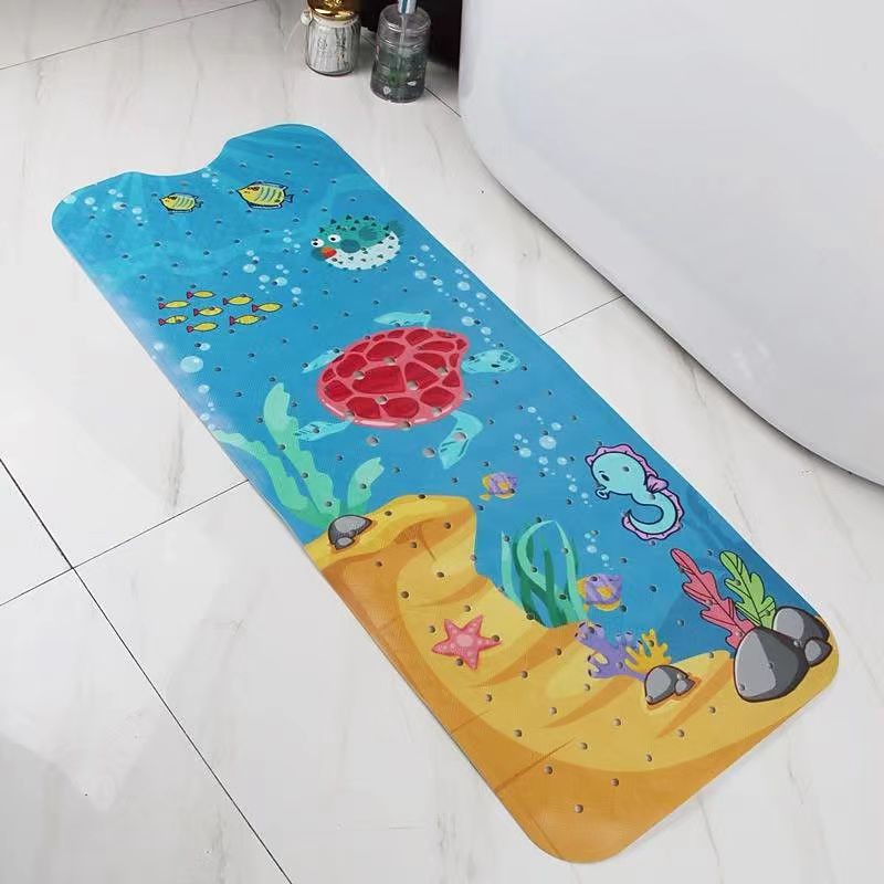 Cartoon Baby Bath Mat, Kids Bathtub Mat Non Slip for Toddler Bath Shower Anti Slip, 40In X 16In with Drain Holes and Suction Cups Machine Washable, Turtles