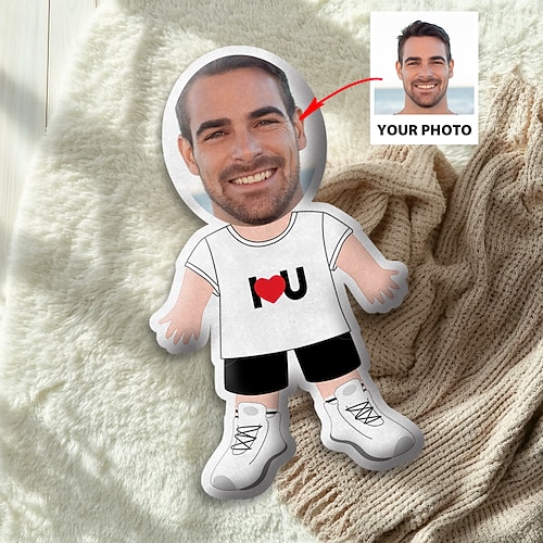 Personalisierte Geschenk-Gedenk-Kissen Ich liebe dich kuschelig doppelseitig bedruckt handwaschbar zeitgenössisches Design Reißverschluss mit Baumwolle gefüllt dekoratives Wurfkissen für den ganzen Image