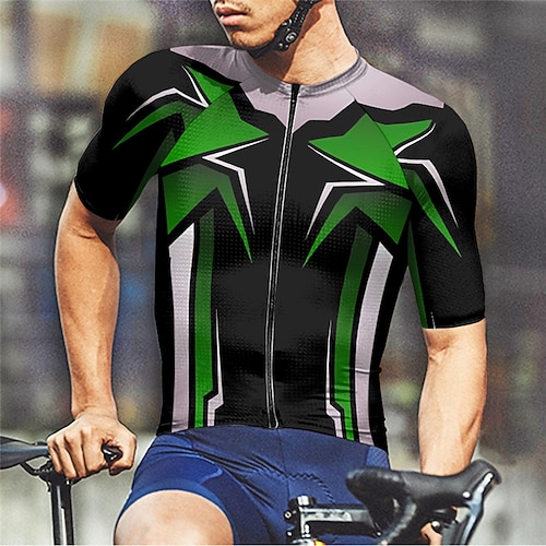 Herren Radtrikot Geometrisch Kurzarm Fahhrad T-Shirt Trikot mit 3 Gesäßtaschen Mountainbike MTB Schnelltrocknend Anatomisches Design Feuchtigkeitsableitend Atmungsaktiv Sport Gelb Rot Blau Bekleidung Image