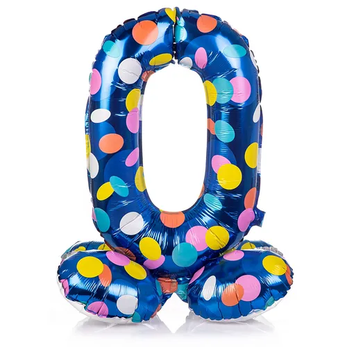 Ballon chiffre ""0"", tenant debout, à pois