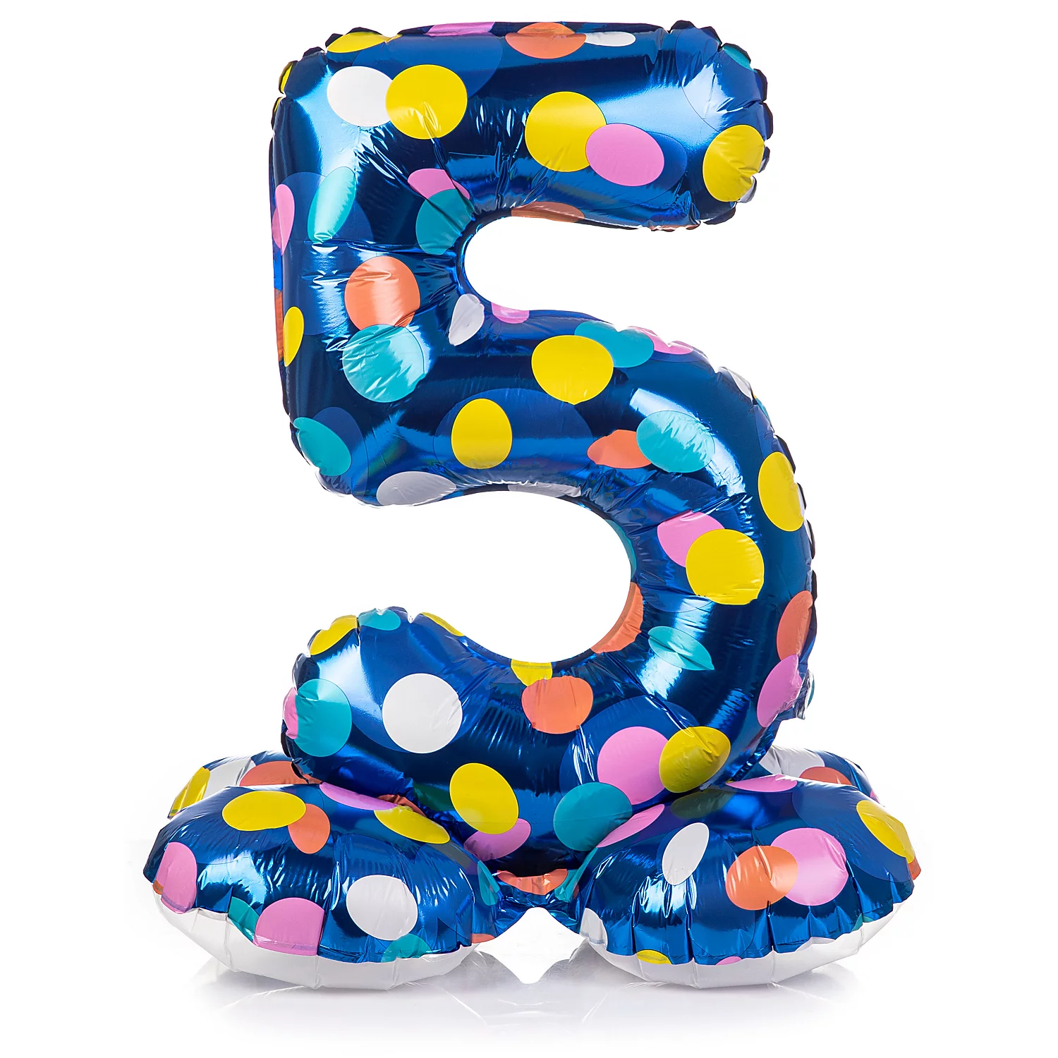 Ballon chiffre "5", tenant debout, à pois