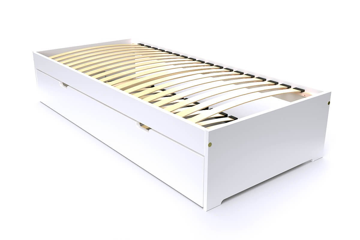 Lit gigogne 90x200 Malo pin massif - Blanc