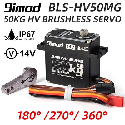 9imod 50KG Brushless Servo 180°/270°/360° Aluminum Digital 14V HV Waterproof Servo for1/8 1/10 1/12
