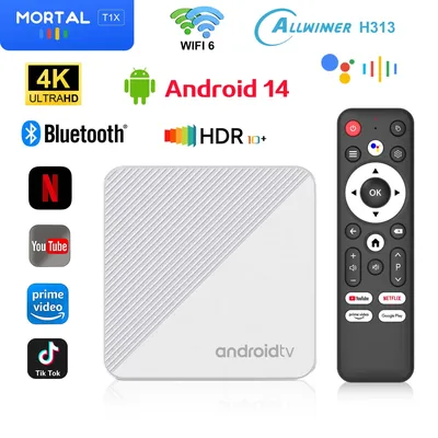Andriod 14 TV Box Mortal T1X Voice Control Smart Theater WIFI6 1000M Lan Bluetooth 8K 4K Video