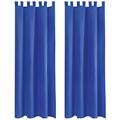 Bestlivings 2er Set Dekoschal Ellen,Schlaufe, inkl. Raffhalter & Haken 140 x 175 cm blau - royalblau
