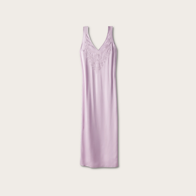 Tecovas Women's Embroidered Slip Dress, Lilac, Viscose, Size Medium