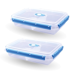 Bestlivings Frischhaltebox 2L - Brotdose im Set Blau mit Trenner - 2er Pack ( 2 Stück ) Image