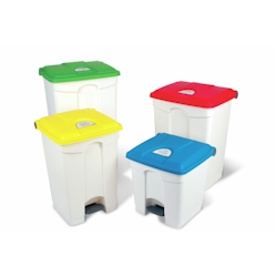 Treteimer 70 l rechteckig weiß / rot 412 x 495 x 673 mm Image