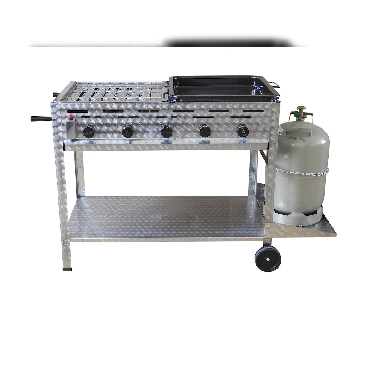 Profi-Gasgrill 5 flammig, fahrbar, mit 1/2 Rost und 1/2 Pfanne Image