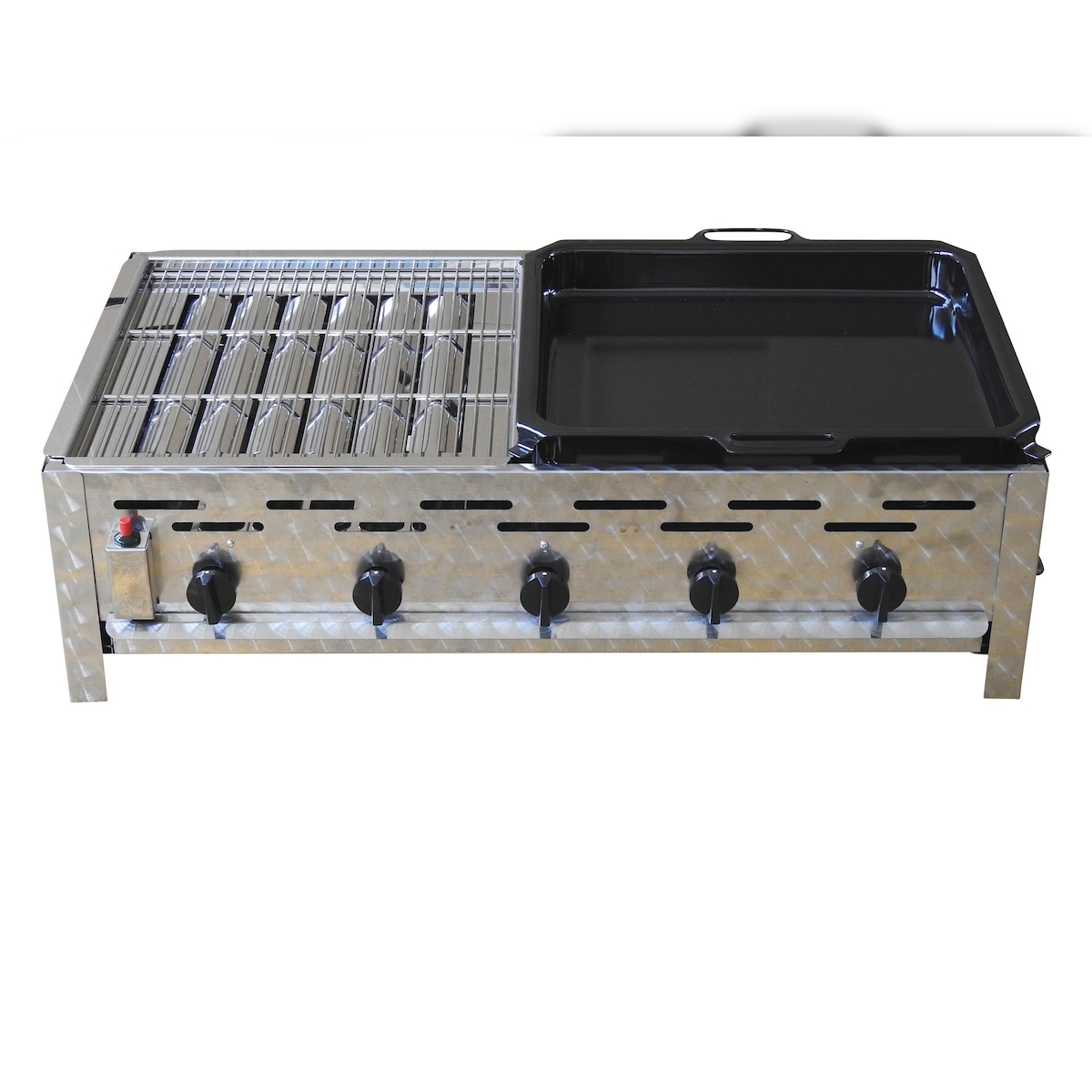 Profi-Gasgrill 5 flammig mit 1/2 Rost und 1/2 Pfanne Image