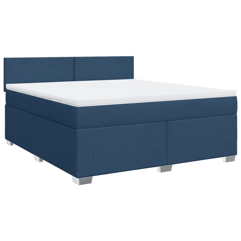 vidaXL Boxspringbett mit Matratze Blau 180x200 cm Stoff Image