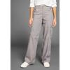 Cargohose KANGAROOS, Damen, Gr. 40 (M), N-Gr, grau, Web, Obermaterial: 50% Baumwolle, 46% Polyamid, 4% Elasthan, unifarben, kontrastfarbene Details, casual, comfort fit lang, Hosen, Wide-Leg mit Cargotaschen, Topseller