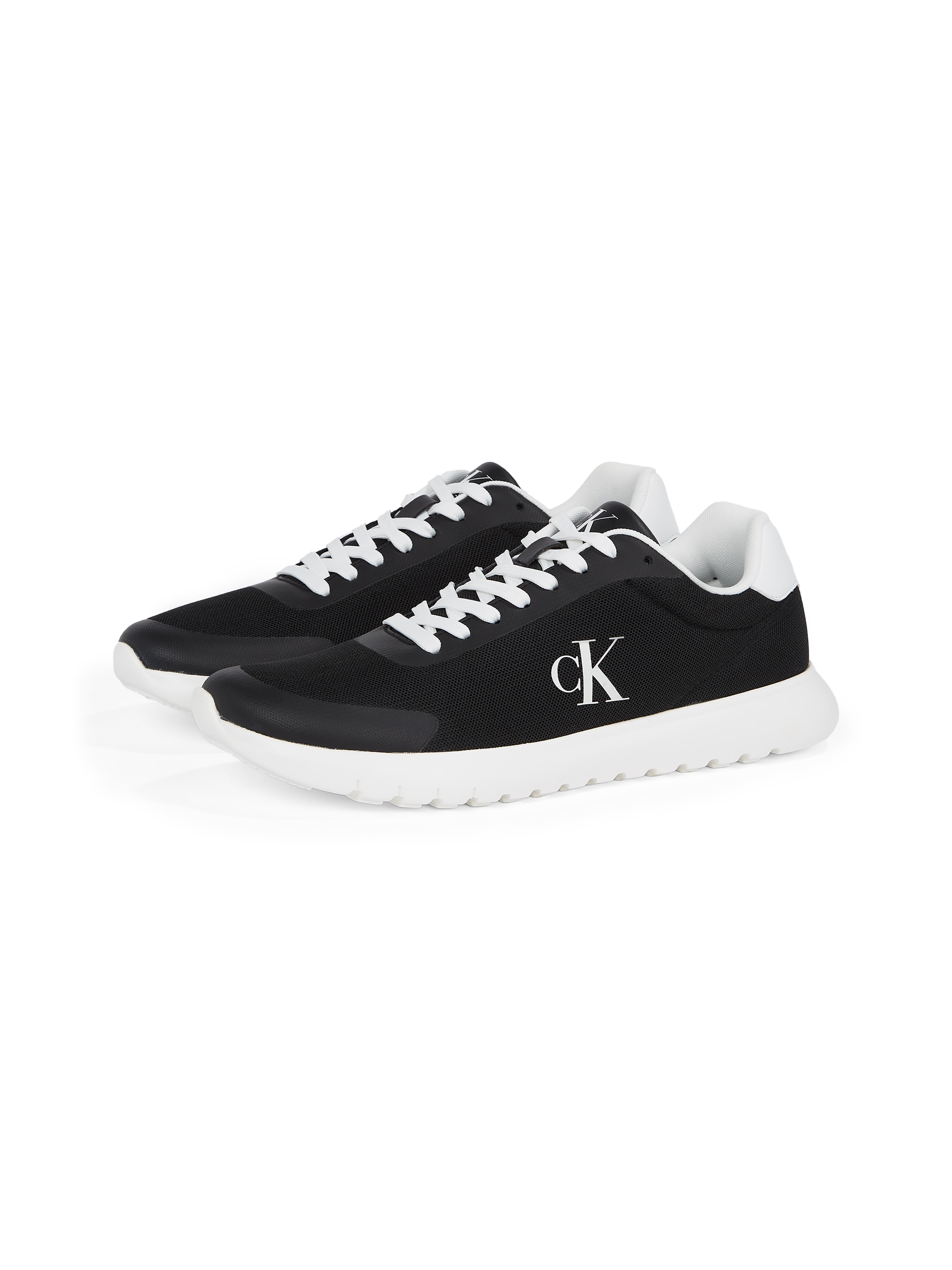Sneaker CALVIN KLEIN JEANS "3 EVA RUNNER MESH", Herren, Gr. 40, schwarz-weiß (schwarz, weiß), Lederimitat, Textil, Schuhe Sneaker, Freizeitschuh, Halbschuh, Schnürschuh mit Kontrastbesatz