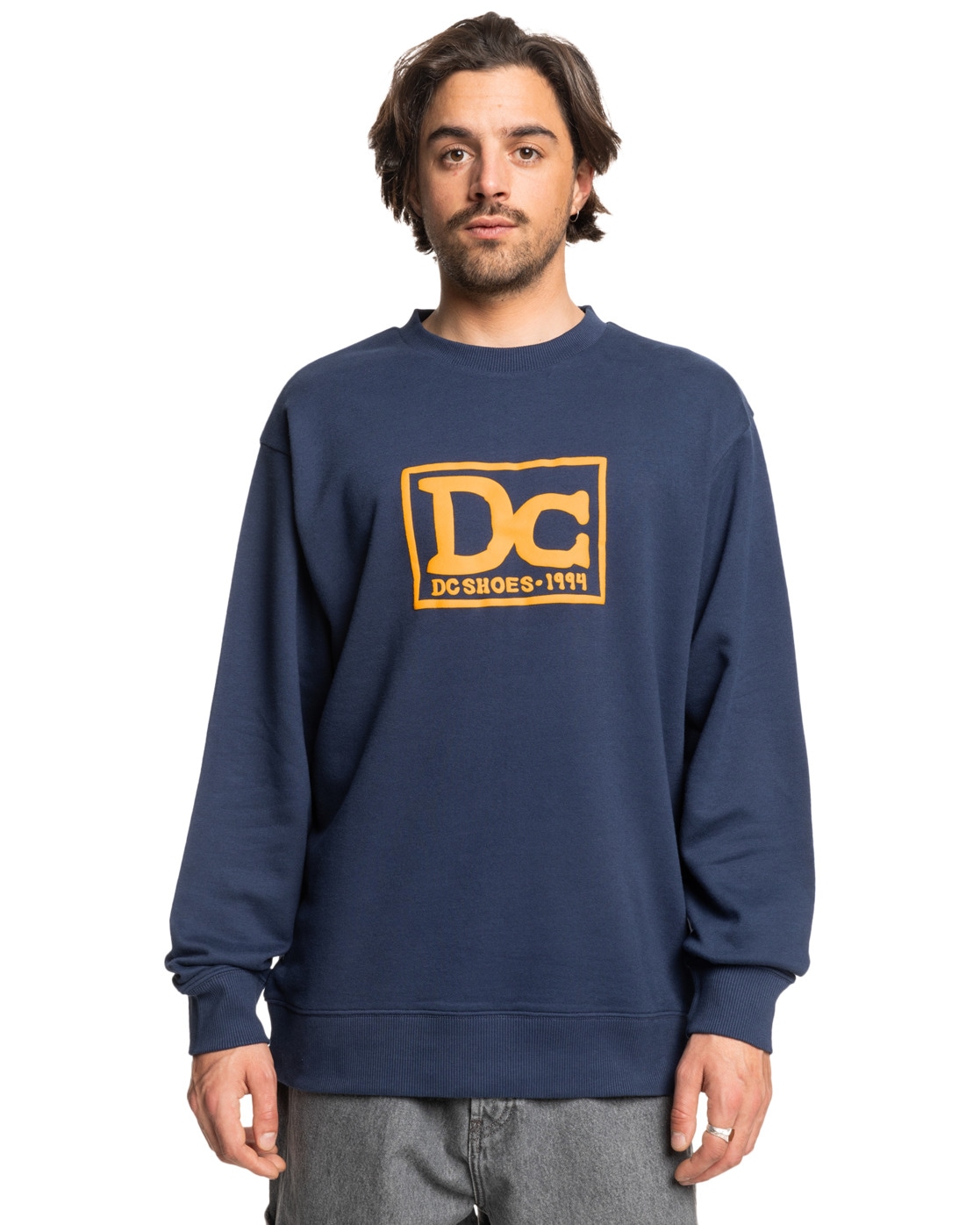Sweatshirt DC SHOES "Tribute", Herren, Gr. S, blau (marineblaus), Obermaterial: 55% Baumwolle, 25% Baumwolle, 20% Polyester;, Sweatshirts Sweatshirt