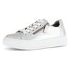 Plateausneaker GABOR "FLORENZ", Damen, Gr. 42, silber (silberfarben), Kalbsleder, metallic, sportlich, Schuhe, Freizeitschuh, Halbschuh, Schnürschuh in bequemer Weite G = weit
