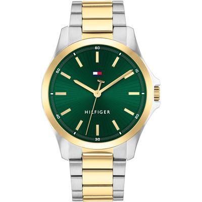 Quarzuhr TOMMY HILFIGER "BRUCE", silberfarben, goldfarben, Armbanduhren, Herren, Armbanduhr, Herrenuhr, Lederarmband, analog Image