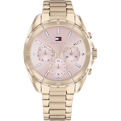 Multifunktionsuhr TOMMY HILFIGER "MELLIE", roségoldfarben, rosa, Armbanduhren, Damen, Quarzuhr, Armbanduhr, Damenuhr, Edelstahlarmband, analog, Glassteine Image