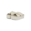 Pantolette CALVIN KLEIN JEANS "FLATFORM CROSS MG UC", Damen, Gr. 40, beige (creme), Leder, modisch, Schuhe, Plateau, Sommerschuh, Schlappen mit Kreuzbandage