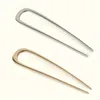 2 Stück elegante U-förmige Haarspangen für Frauen, einfache Metallscheiben-Haarwerkzeuge, Gold, Silber, große Haarspangen, französische Haar-Accessoires