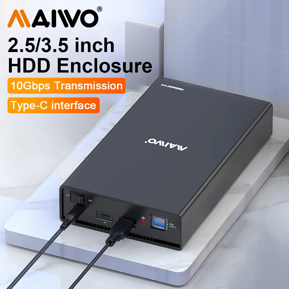 Maiwo hdd case 2.5 ''/3.5'' sata to usb 3,0 festplatten gehäuse für ssd disk hdd box usb c 3,1 fall hd externes hdd gehäuse Image