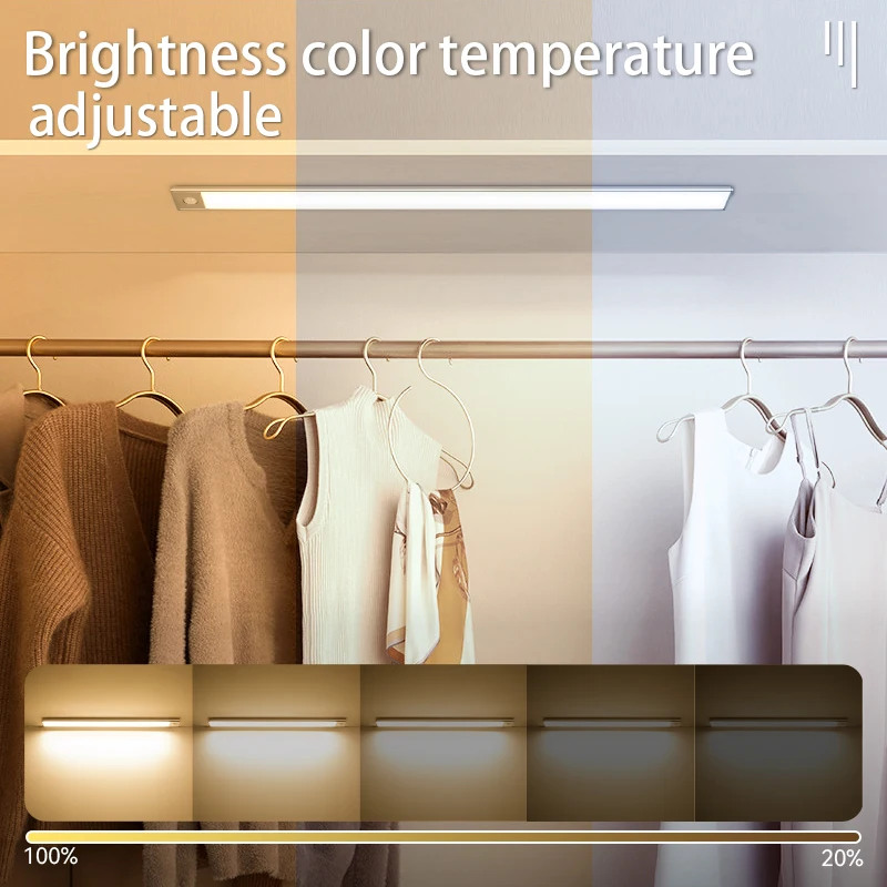 LED-Schrankleuchte, USB Typ C, wiederaufladbar, Bewegungsmelder, LED-Küchenlampe, 30 cm/40 cm/60 cm, für Küche, Kleiderschrank, Schrankbeleuchtung