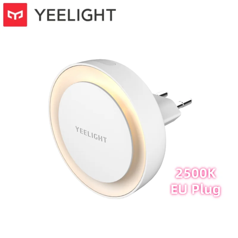 Yeelight Plug-in-Lichtsensor-Nachtlicht, Augenschutz, Nachtlicht, 2500 K, warme Farbbeleuchtung, 0,5 W, geringer Stromverbrauch, 100–240 V, EU-Stecker