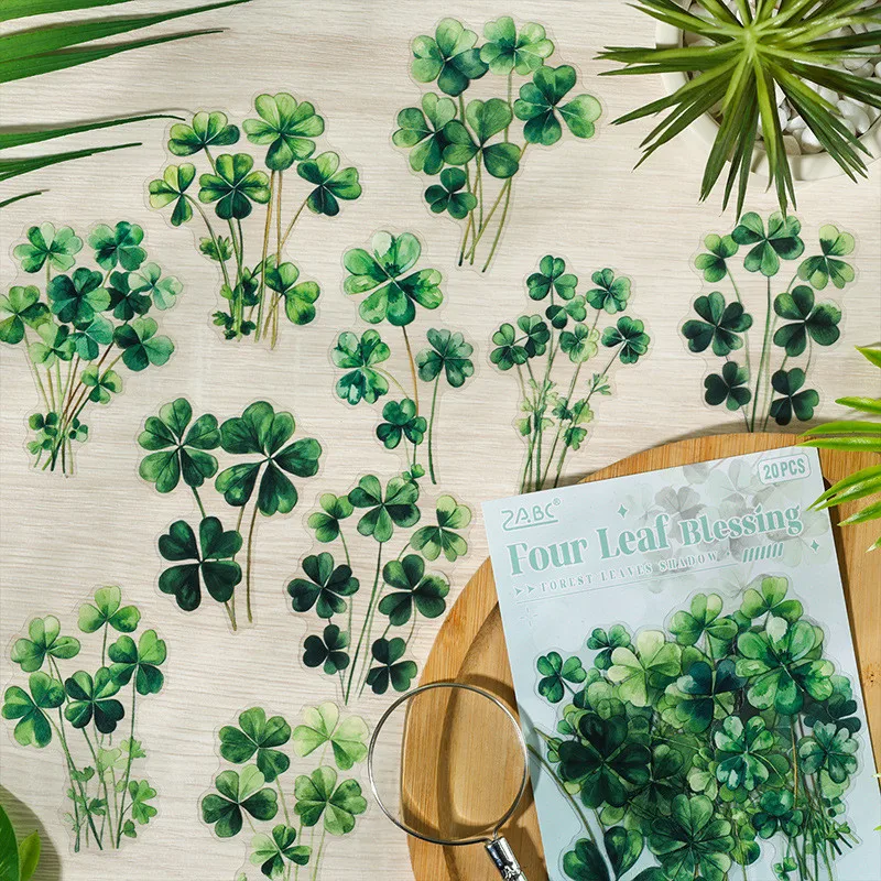 Journamm 20 Stück Retro-Pflanzenblätter PET-Aufkleber DIY Tagebuch Dekoration Aufkleber Album Scrapbooking Junk Journal Image