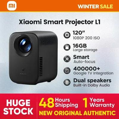 Xiaomi smart projektor l1 1080p hd iso lumen autofokus keystone korrektur android tv system dolby