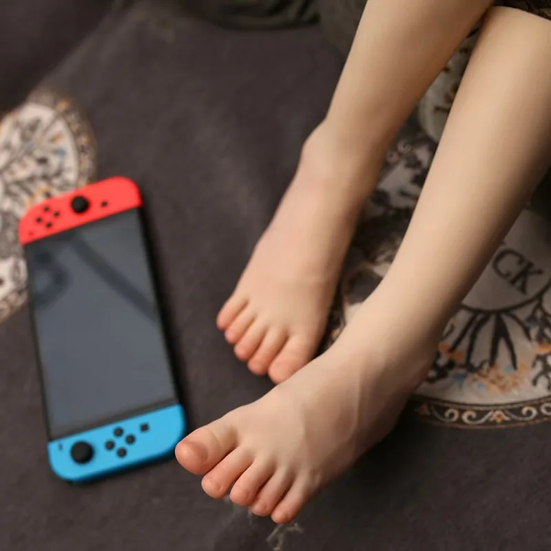 Silikon Fuß Modell Simulation Mannequin Füße mit Kalb Nail art Praxis Maniküre Foto Schuhe Socke Display TGDZW32 Image