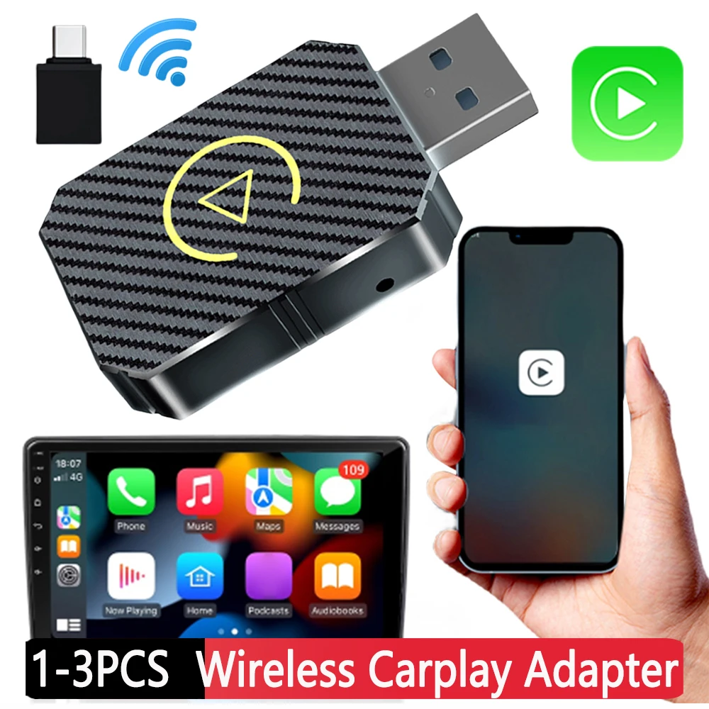 USB Auto Dongle Wireless Carplay Android Auto Adapter Plug & Play Smart Ai Box Bluetooth WLAN Sprach steuerung für iOS 10 Android 11 Image