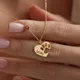 Jeshayuan Collana personalizzata con stampa zampa incisa a forma di cuore Collane con nome personalizzato con gioielli in pietra di nascita Regalo per amore