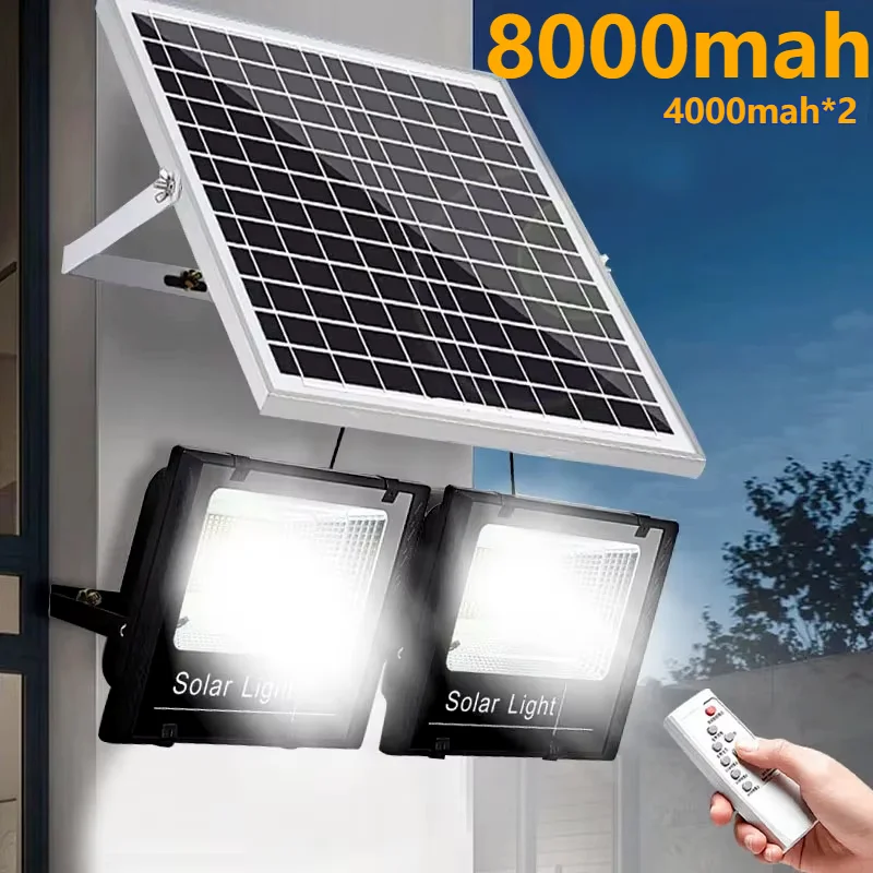 2 têtes Led lumière solaire haute luminosité projecteur étanche extérieur applique de jardin avec panneau solaire en aluminium pour applique de jardin