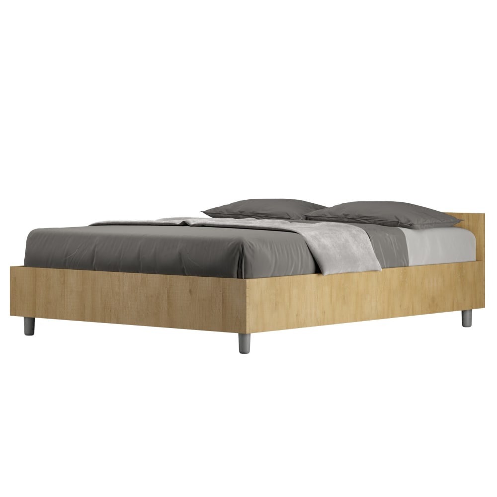 Lit coffre 140x190 effet bois chêne nature