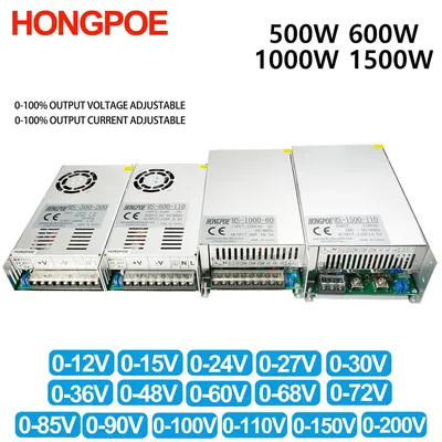 500W 600W 1000W 1500W Adjustable Power Supply 0-12V 15V 24V 36V 48V 60V 72V 85V 90V 110V 150V 200V