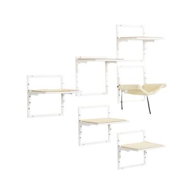 PawHut Wall Mounted Cat Shelves, Cream White