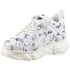 Plateausneaker BUFFALO, Damen, Gr. 38, weiß (weiß, blau), Lederimitat, modisch, Schuhe, Chunky Sneaker, Schnürschuh, Halbschuh in coolem Design