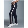 Jerseyhose TRIGEMA "TRIGEMA Jogginghose mit kontrastfarbigen Akzenten", Damen, Gr. M, US-Größen, blau (navy), 50% Baumwolle, 50% Polyester, Basic, Hosen