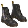 Schnürboots DR. MARTENS "Vonda", Damen, Gr. 38, schwarz, lila geblümt, Lederimitat, geblümt, modisch, Schuhe, Boots, Festival-Boots, Stiefel in schmaler Form