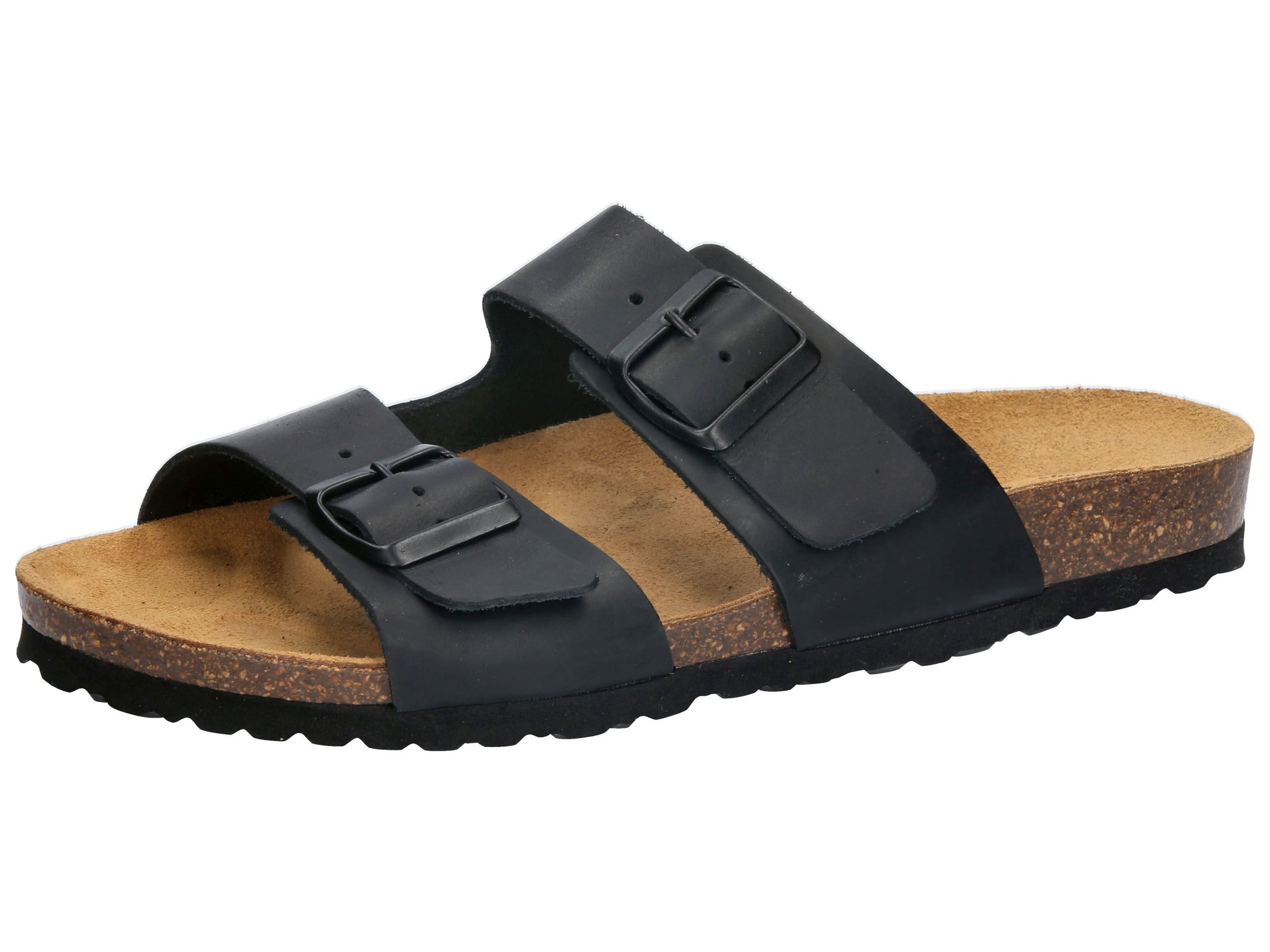 Pantolette LICO "Pantolette Bioline Jenrik", Herren, Gr. 43, schwarz, Leder, Schuhe Pantolette